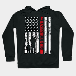 Proud Baseball Dad American Flag Sports Hoodie